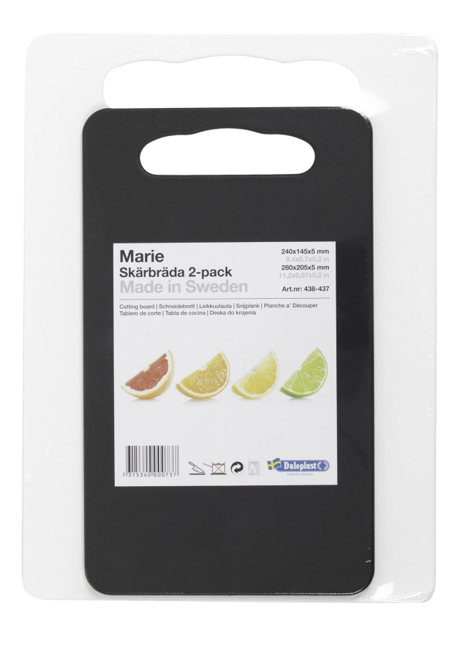 Planche à découper 2pcs 24/28x14.5x0.5 noir et blanc