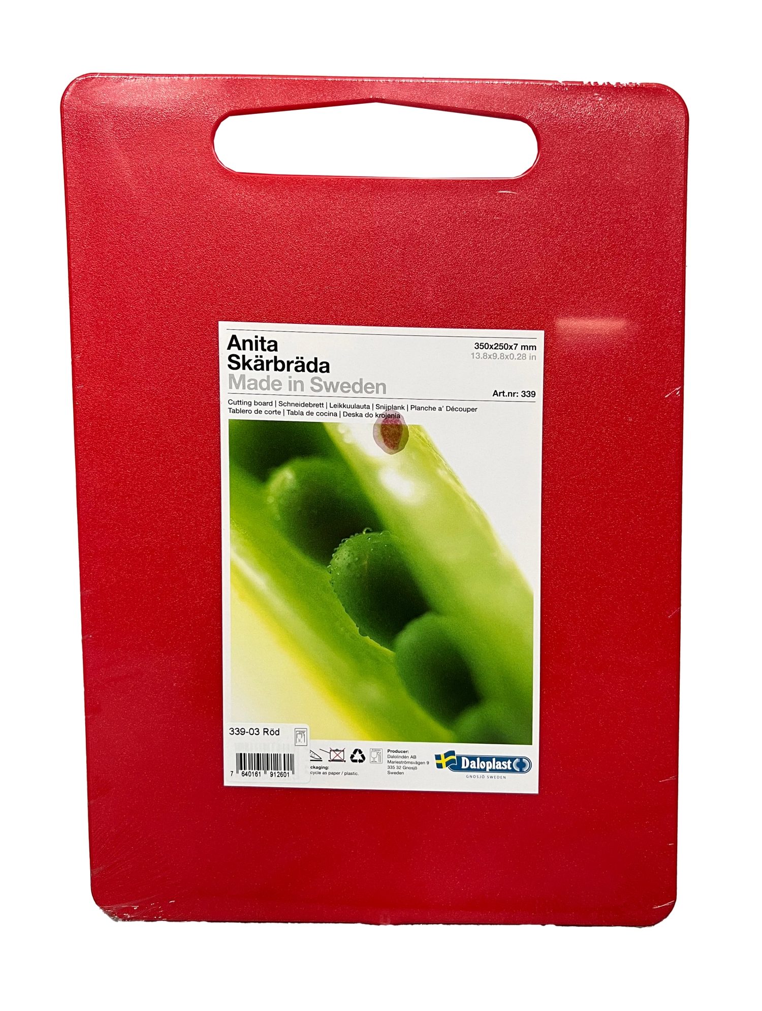 Planche à découper anita 35x25x0.7cm avec poignée rouge