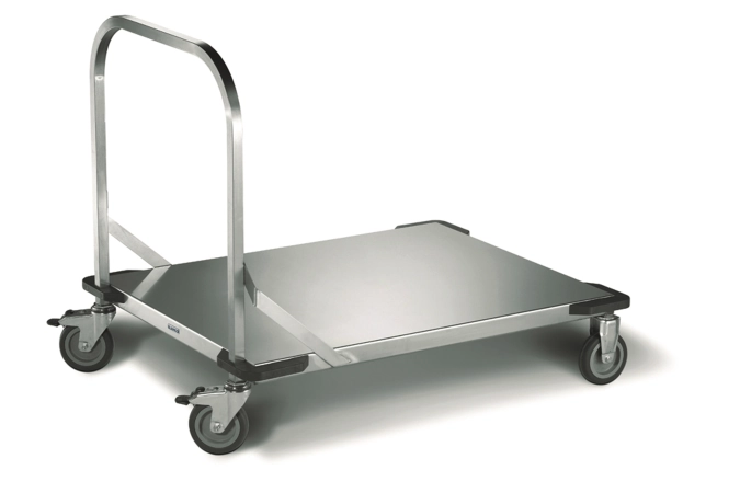 Chariot plate-forme 940x700, 2 roues fixes, 2 roues pivotant