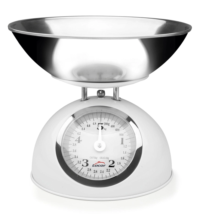 Küchenwaage Retro weiss bis 5kg 20g Teilung D24cm