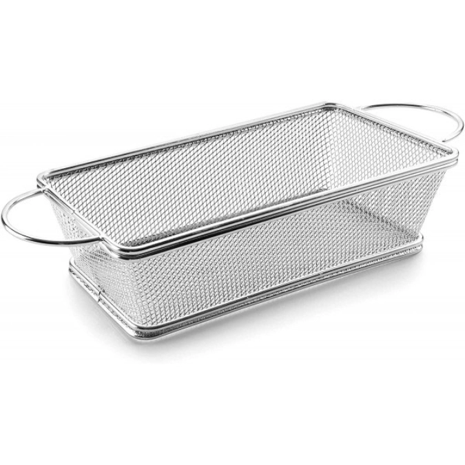 Corbeille rectangulaire argent 21x11x6cm a. 2 poignées