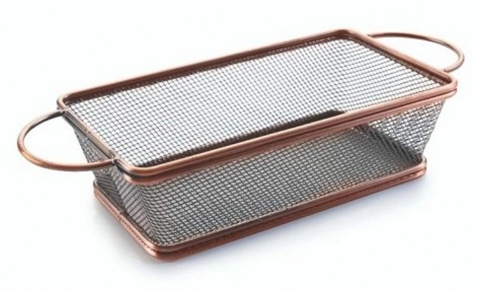 Corbeille rectangulaire bronze 21x11x6cm a. 2 poignées