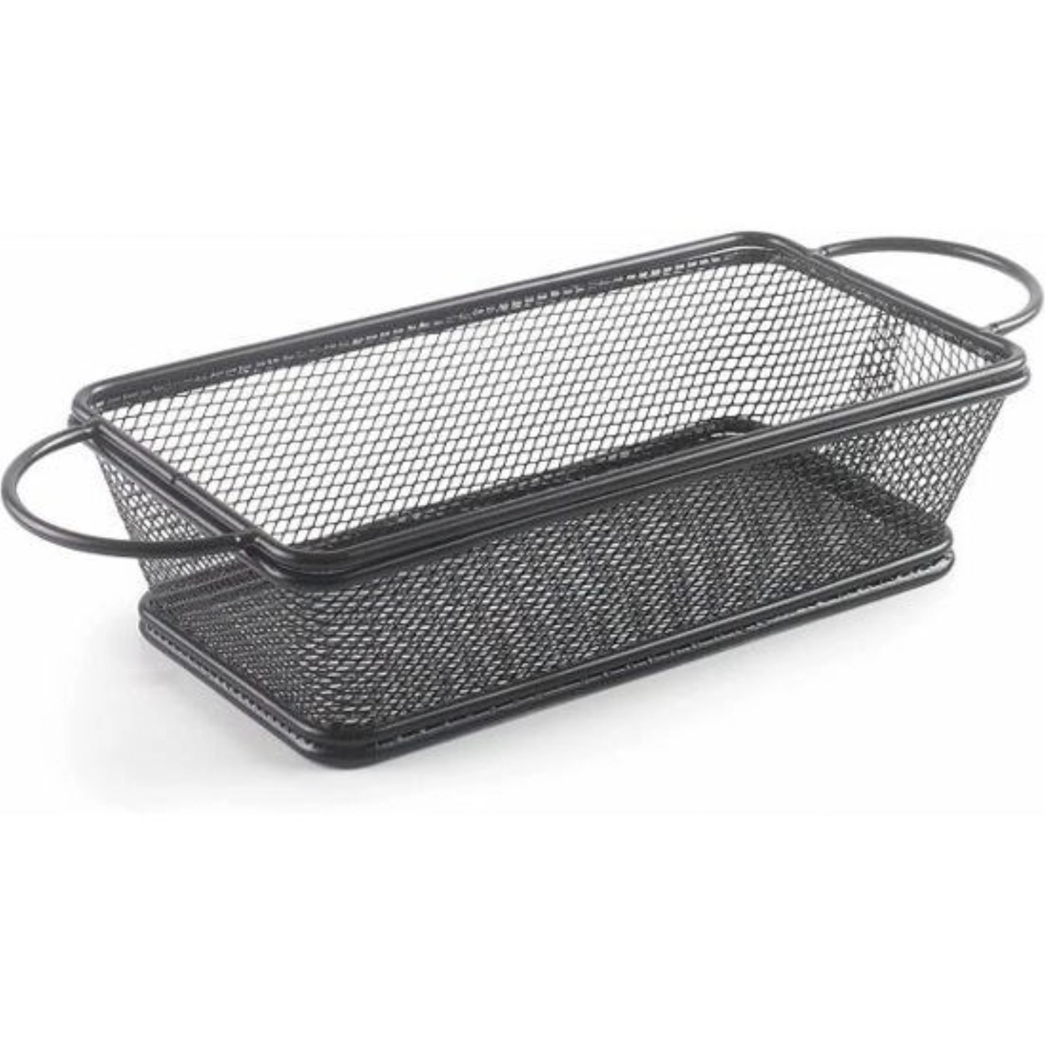 Panier rectangulaire noir 21x11x6cm a. 2 poignées