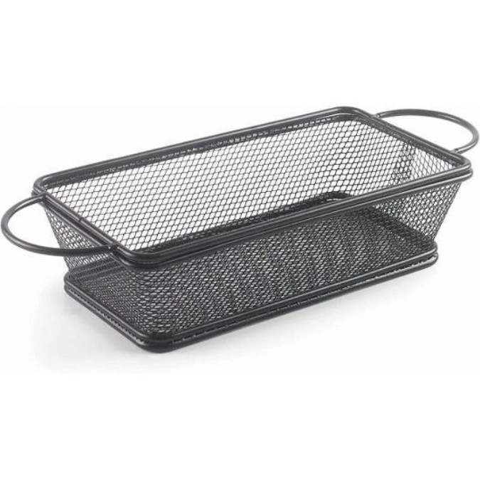 Panier rectangulaire noir 21x11x6cm a. 2 poignées