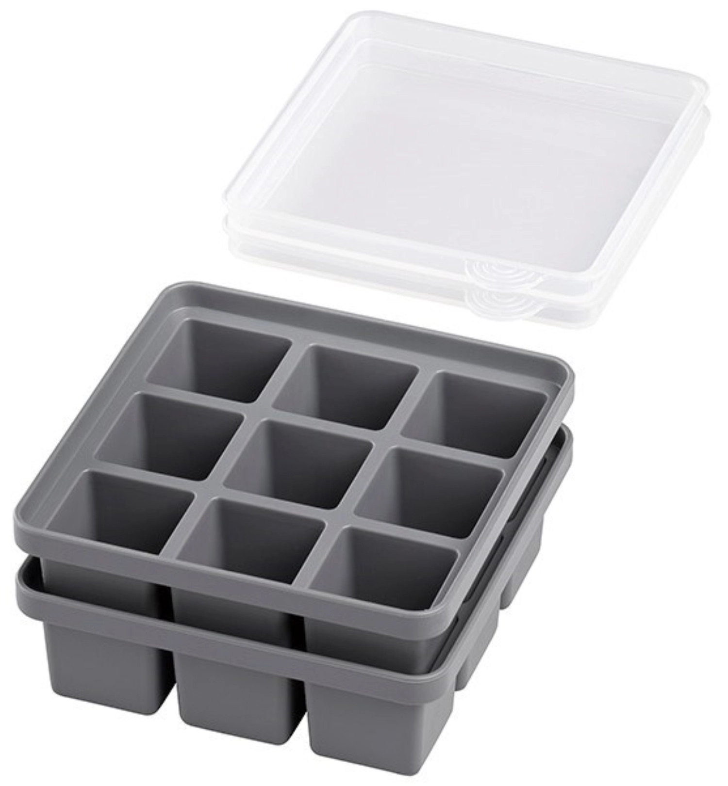2er Set Eiswürfelform m. Deckel, 15.5x15.5cm, H5.5cm, Siliko