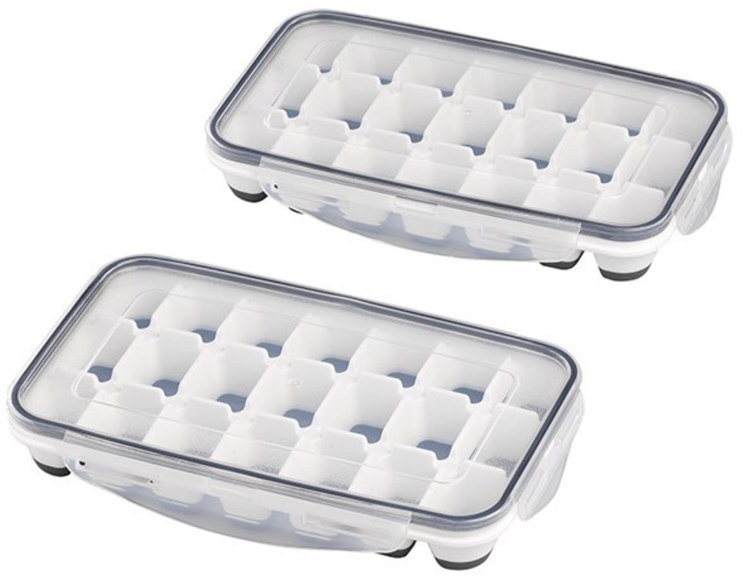 Lot de 2 bacs à glaçons a. couvercle, 25x15cm, H4cm, PP
