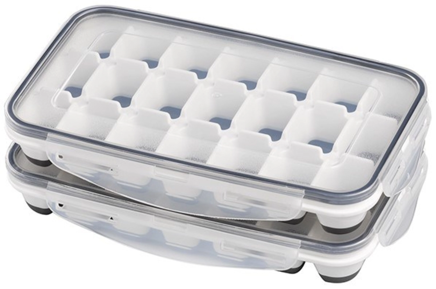 Lot de 2 bacs à glaçons a. couvercle, 25x15cm, H4cm, PP