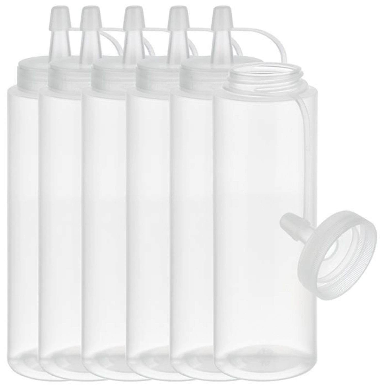 6er Set Quetschflaschen, H20cm, 490ml, transparent