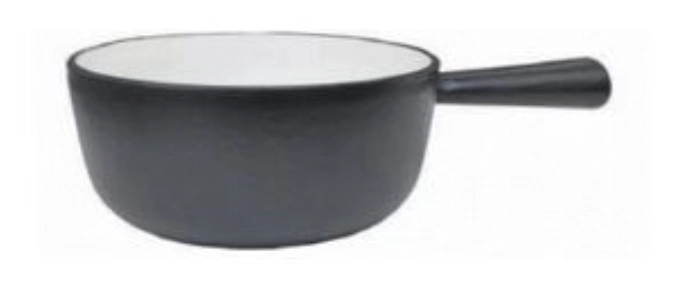 Fondue-Caquelon Gusseisen schwarz/weiss 18cm