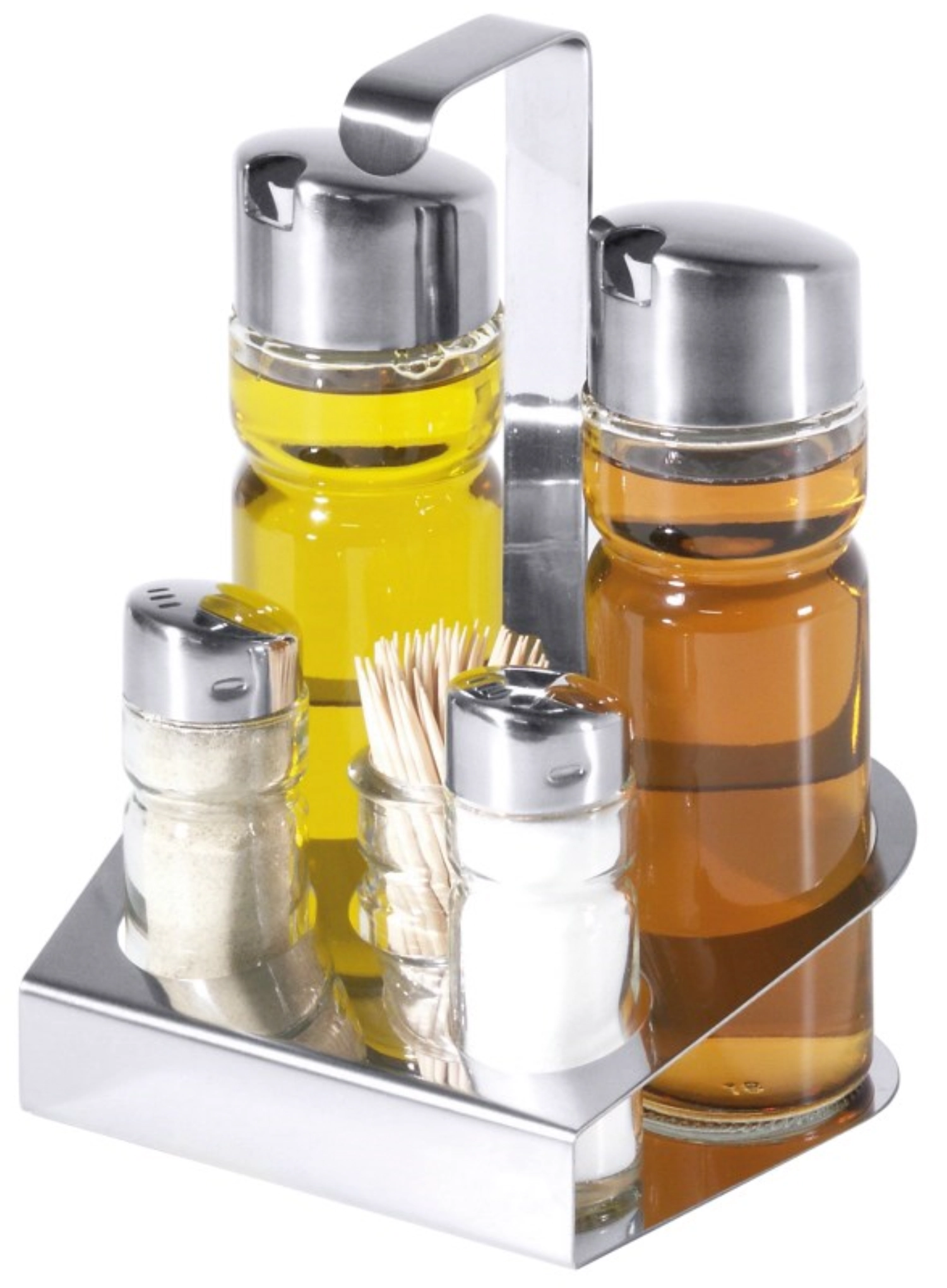 5 pcs. service sel et poivre, vinaigre et huile, cure-dents