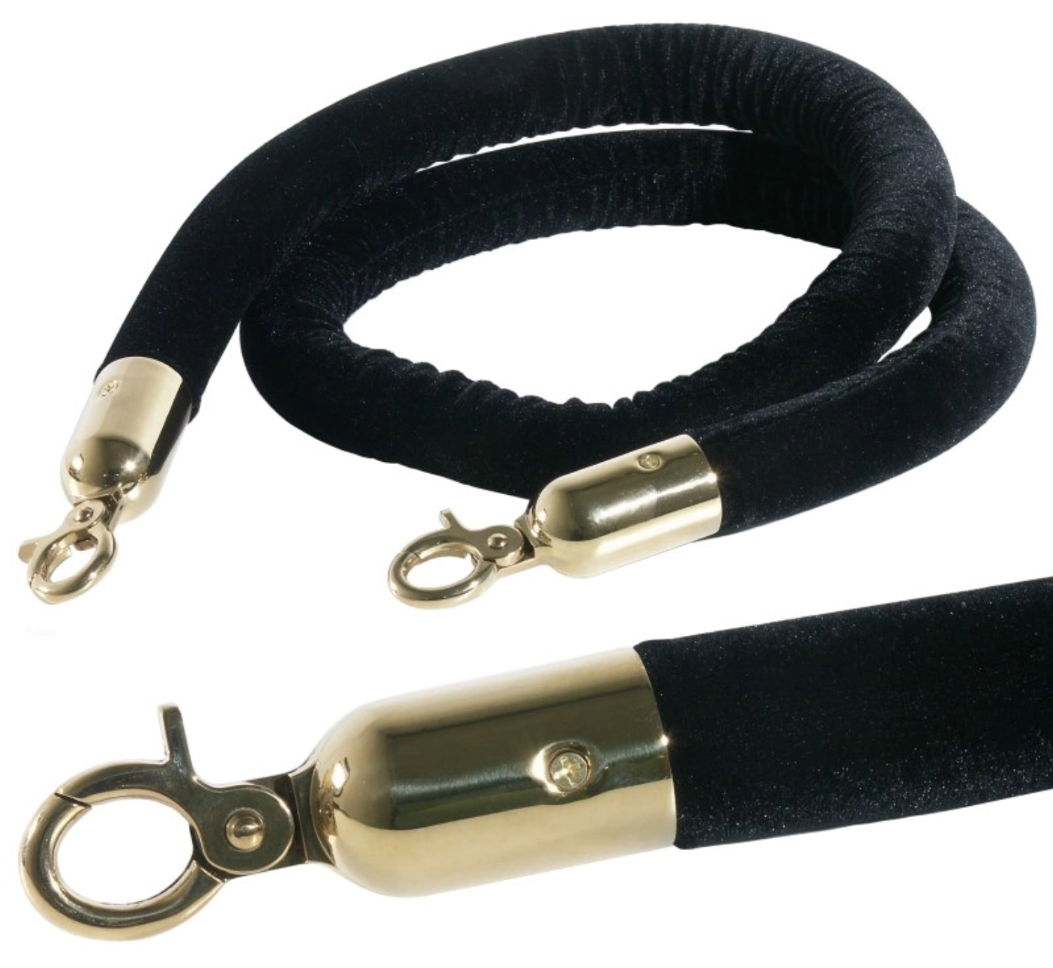 Abgrenzungsseil, schwarz 150cm mit goldfarbener Öse