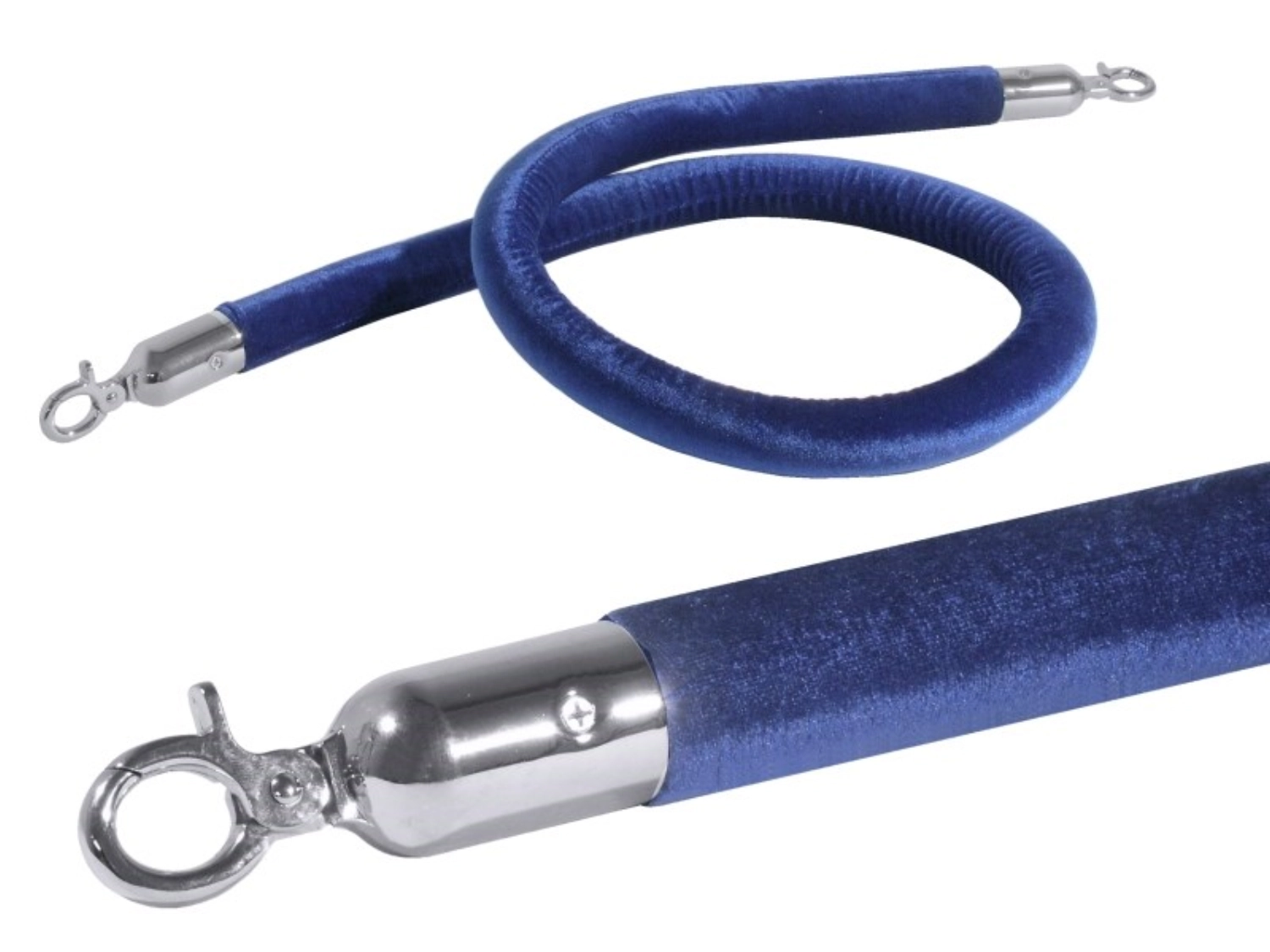 Abgrenzungsseil, blau, 150 cm mit verchromten Beschlägen