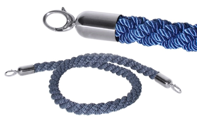 Abgrenzungsseil, blau, 150 cm ohne Samtummantelung, chrom