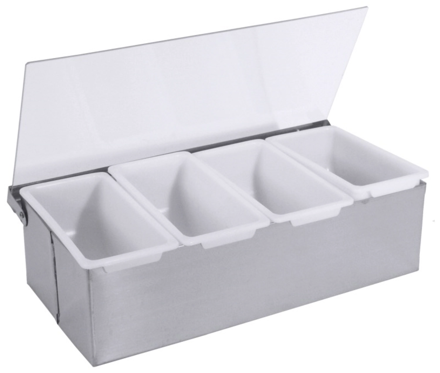 Gewürzkasten aus Edelstahl mit 4 Schalen aus Kunststoff