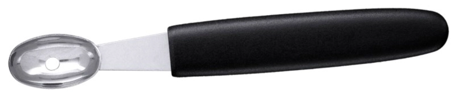 Kartoffelformlöffeloval 23 mm, mit schwarzem Griff