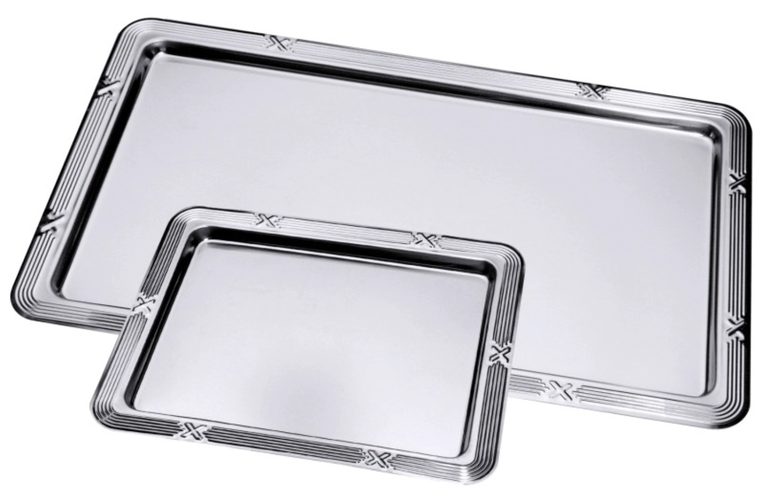 Plateau GN 1/2 a. bord décoratif, acier chromé