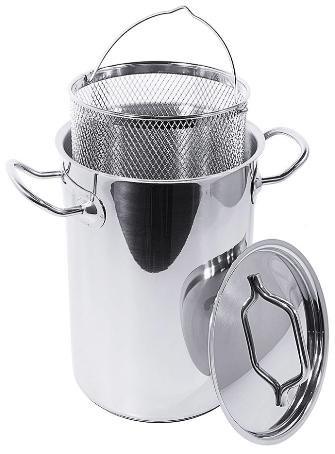 Spargeltopf 16 cm, 23,5cm hoch mit Deckel und Einsatz