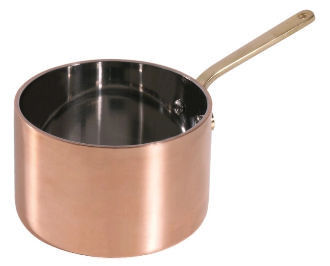 Casserole à manche D : 8.5cm H : 6cm cuivre/acier inoxydable