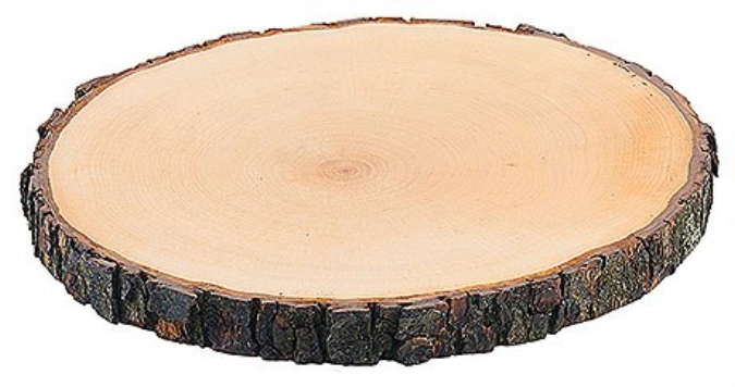 Planche d'écorce ronde ø23-26cm épaisseur : 2.5cm, frêne laq