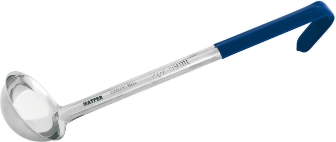 Louche inox 6cl m. pvc bleu