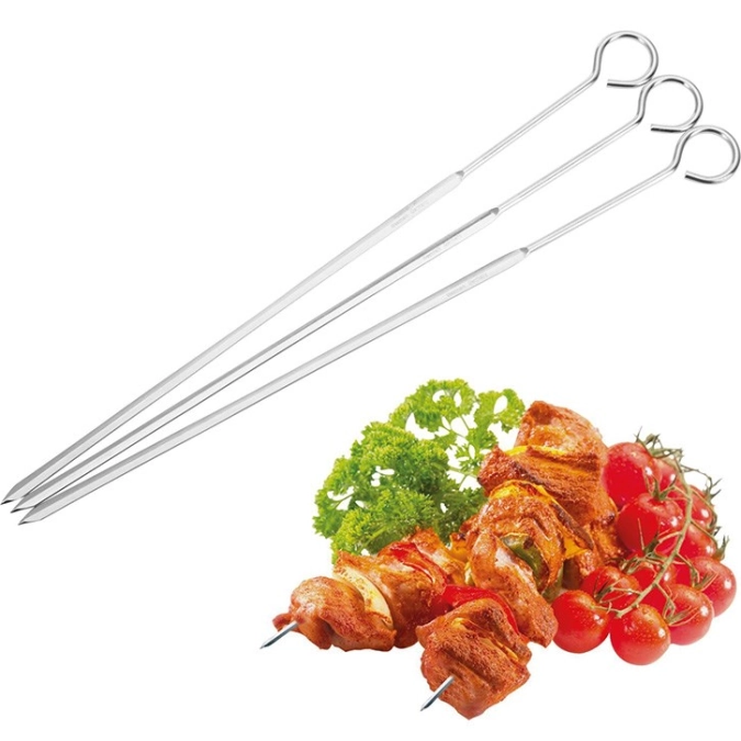 3 brochettes inox fortes l215m