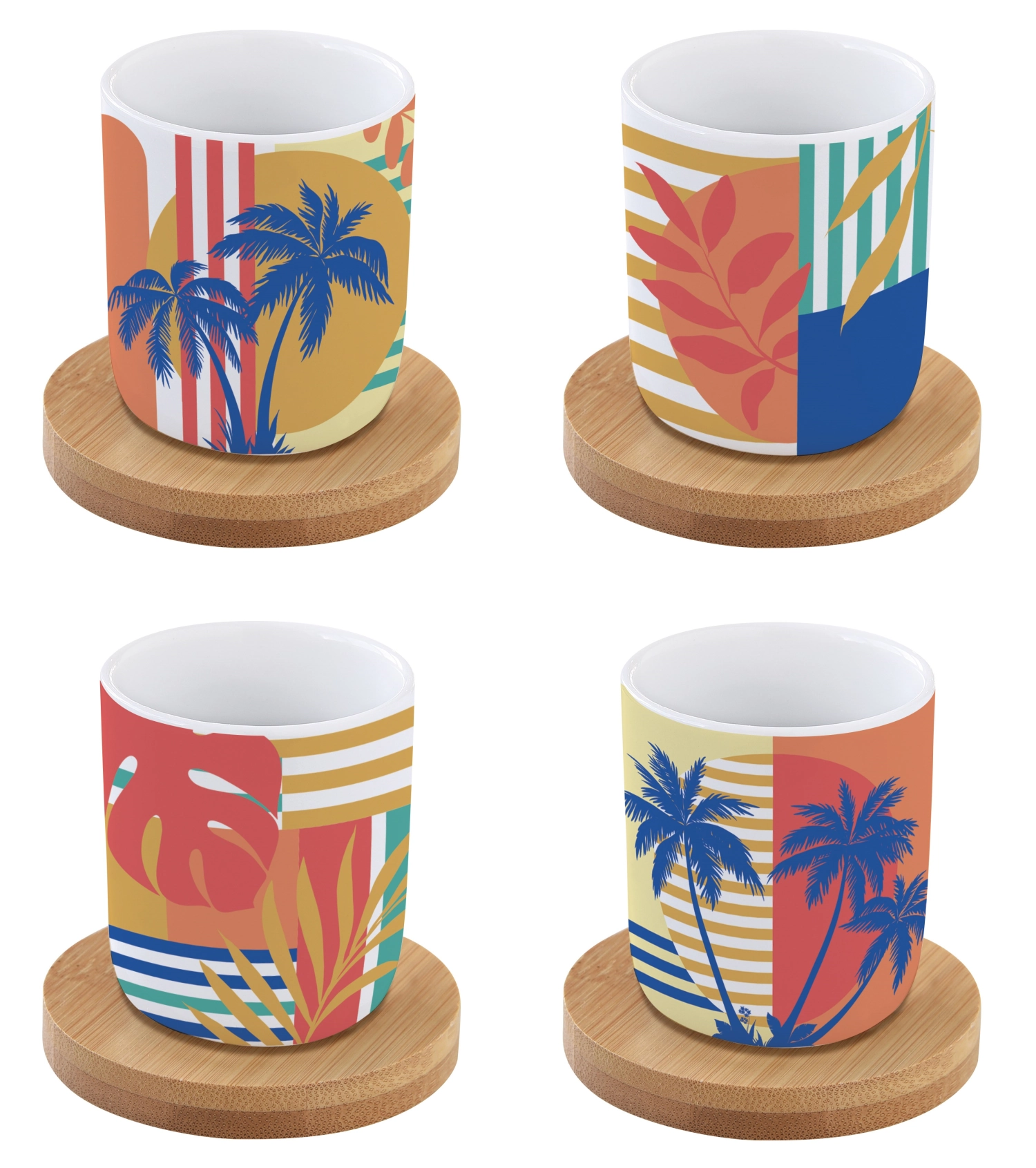 4 tasses à café avec soucoupe en bambou. baha 110ml