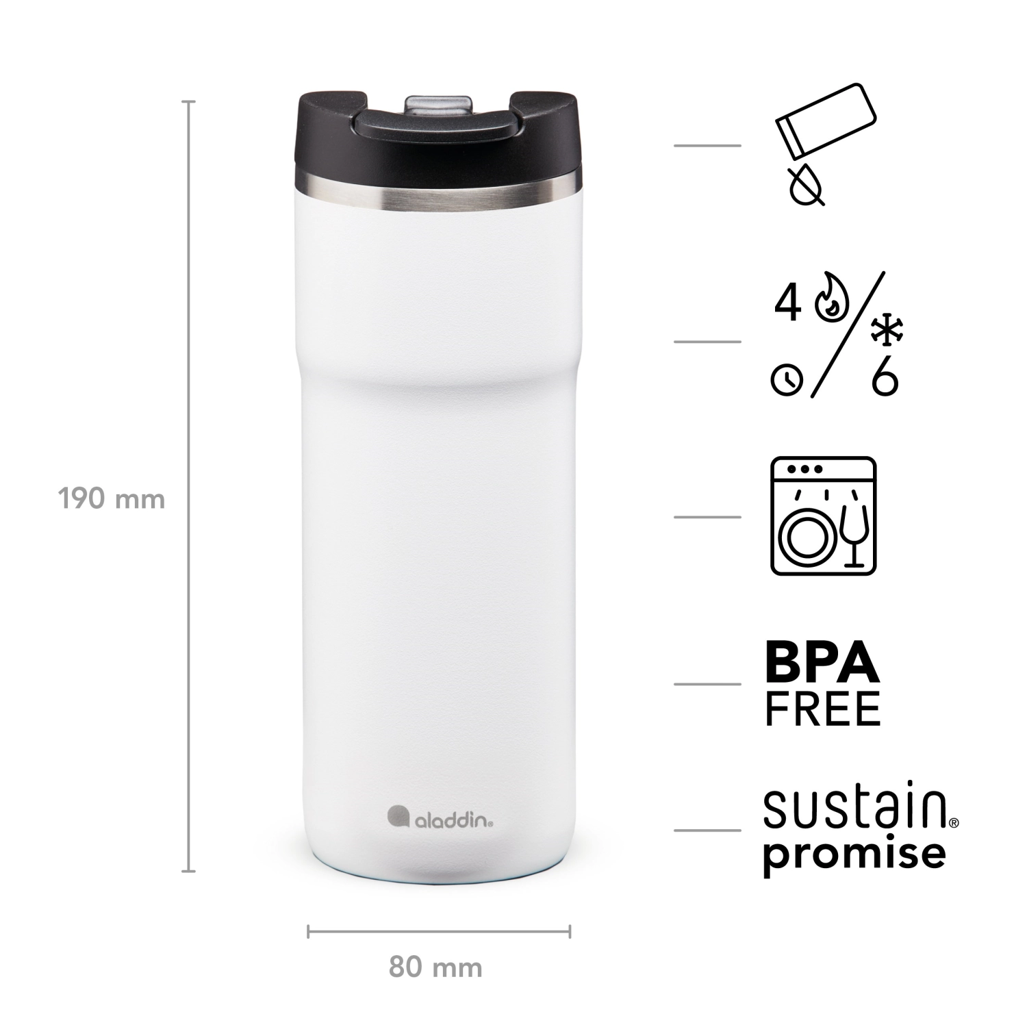 Java Thermavac Leak-Lock Stain. St. Mug 0.47L Snowf. White