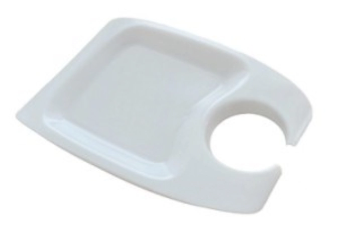 Assiette de fête blanche a. insert en verre