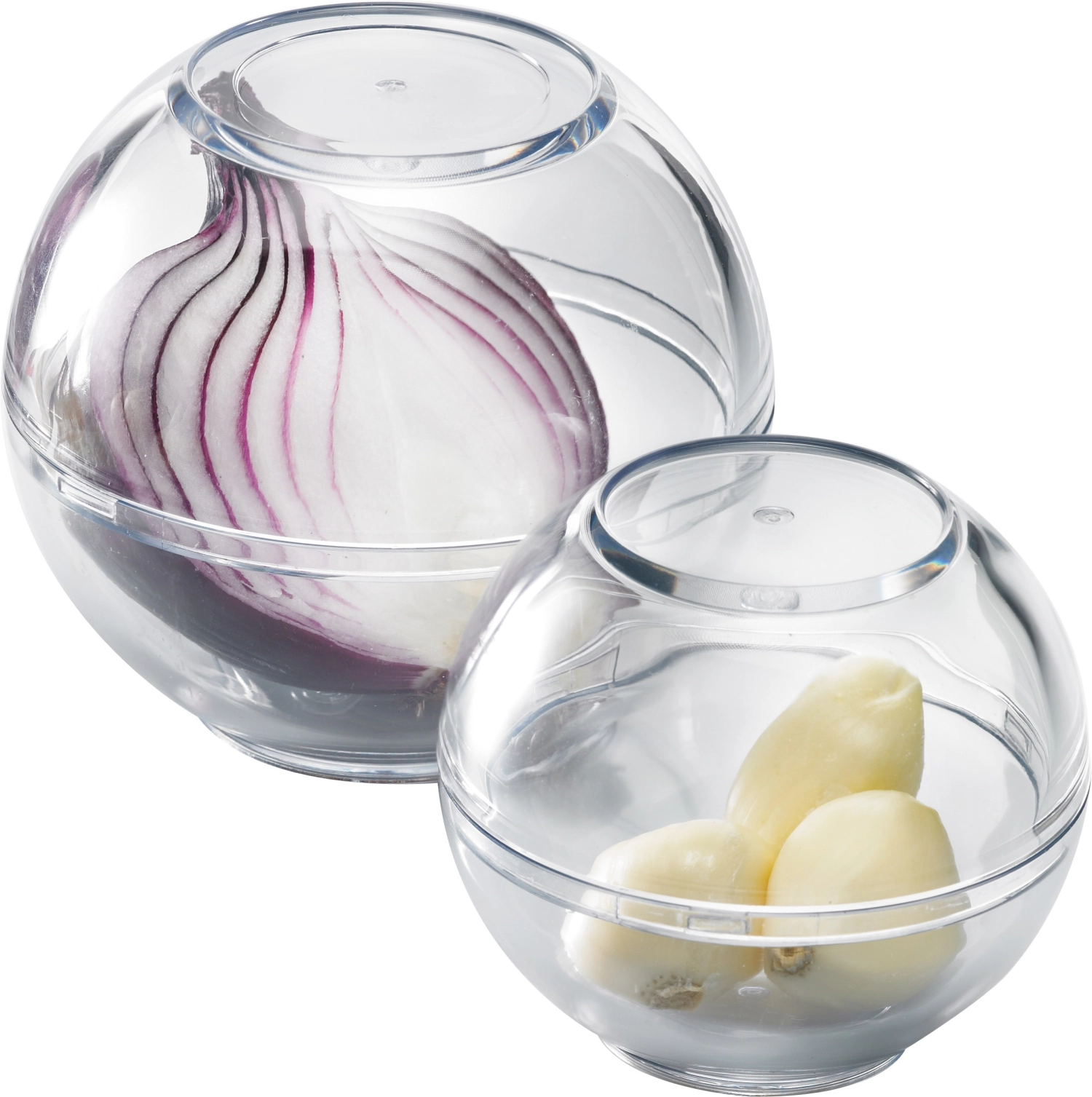 Set de 2 boules de conservation d9cm, h8.5cm, d7cm, h6.5cm