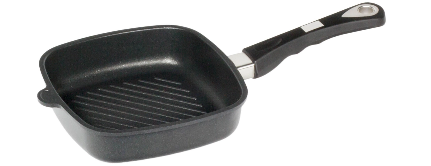 Induktion Eck-Pfanne 20x20cm, H5cm m. Grillboden