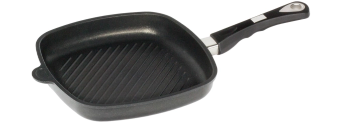 Induktion Eck-Pfanne 26x26cm, H4cm m. Grillboden