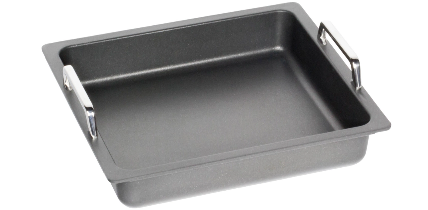 Bratplatte tief Induk. GN 2/3, H5.5cm m. Griffen