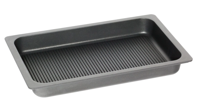 Bratplatte Induktion GN1/1, H5.5cm m.Griffen/Grillboden