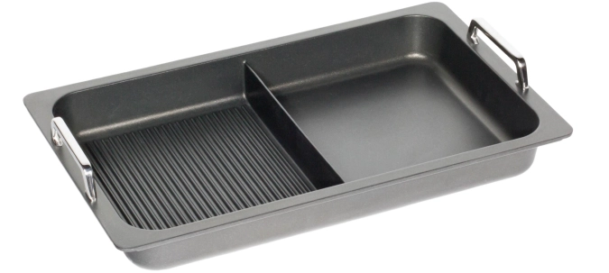 Plaque à frire GN1/1, H5.5cm avec barre, fond de gril et poi