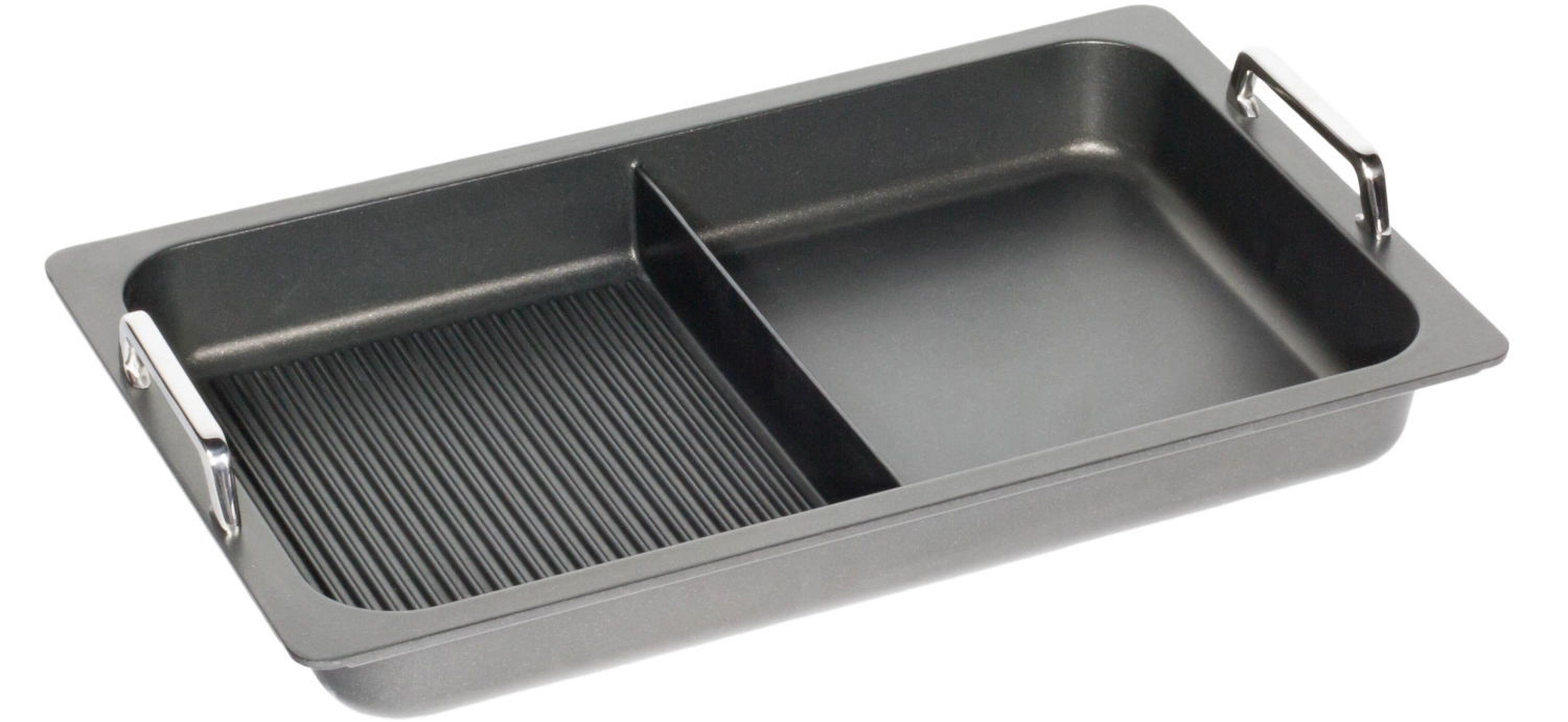 Bratplatte Induk. GN1/1,H5.5cm m.Steg, Grillboden u. Griffe