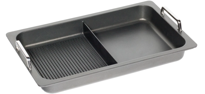 Bratplatte Induk. GN1/1,H5.5cm m.Steg, Grillboden u. Griffe