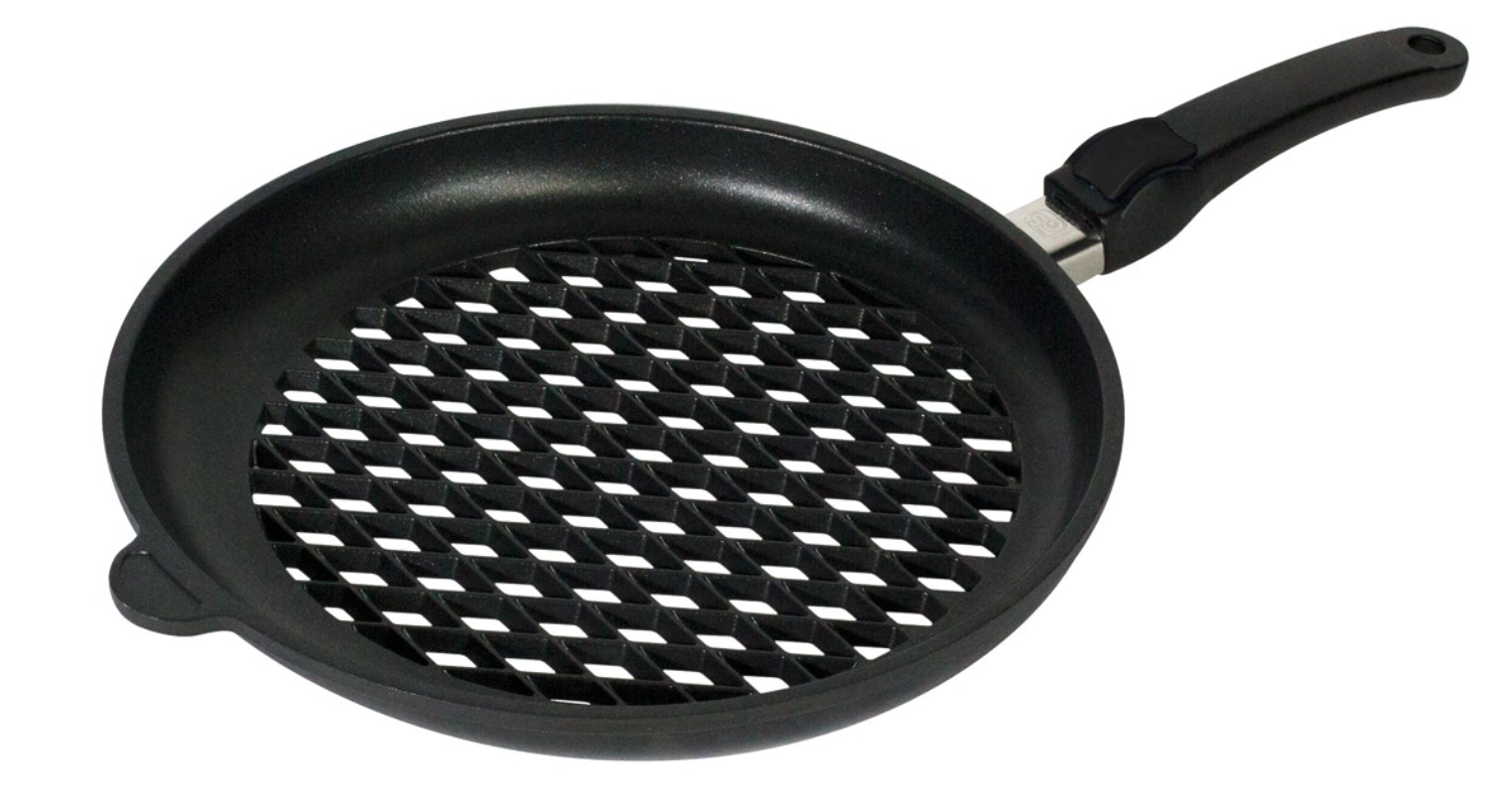 Poêle à griller D32cm avec motif en losange ouvert, manche a