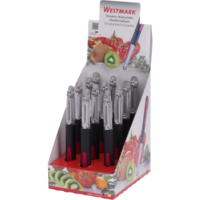 Présentoir 12x. éplucheur de tomates et kiwis tomfix gallant