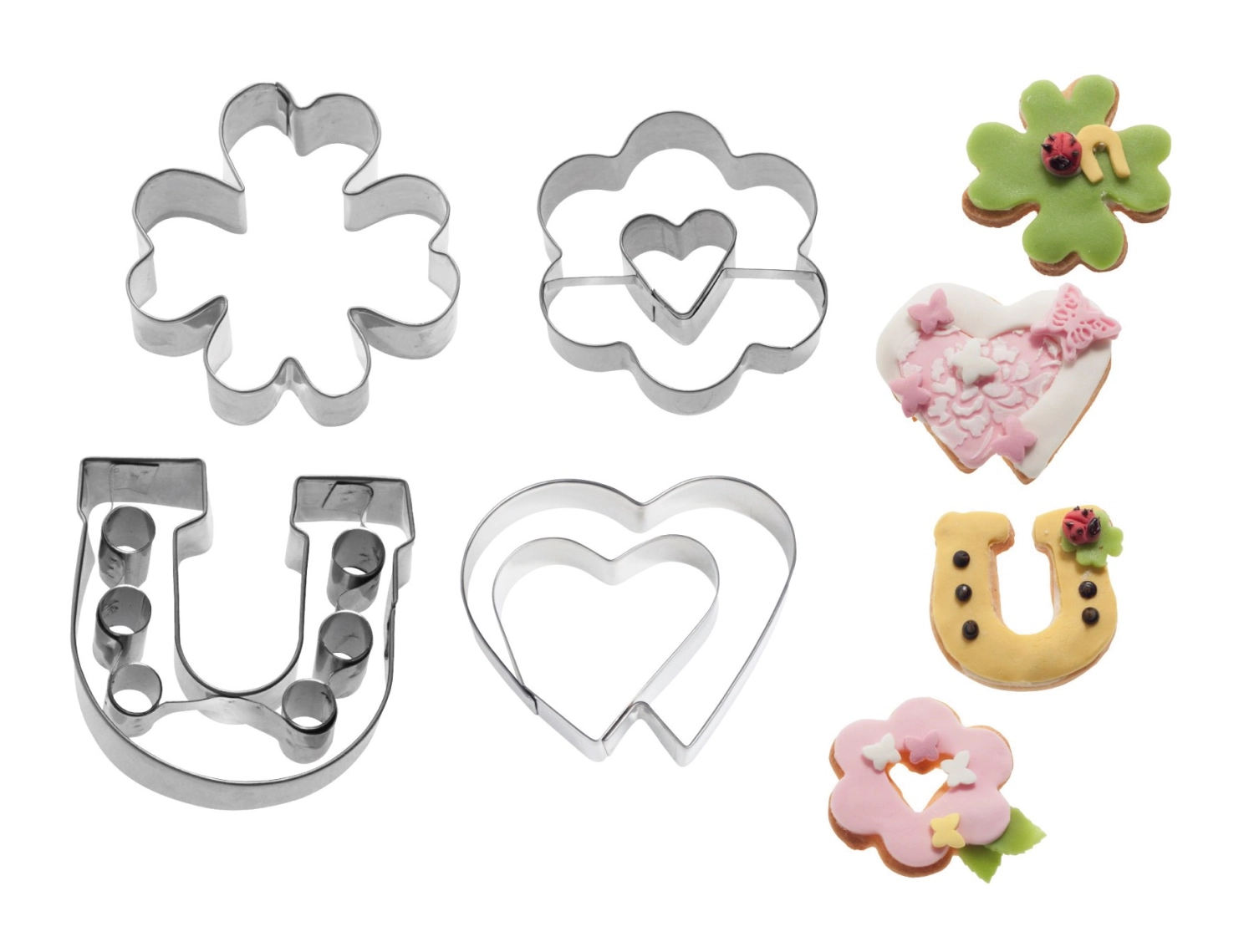 Set de 4 emporte-pièces bonheur et amour