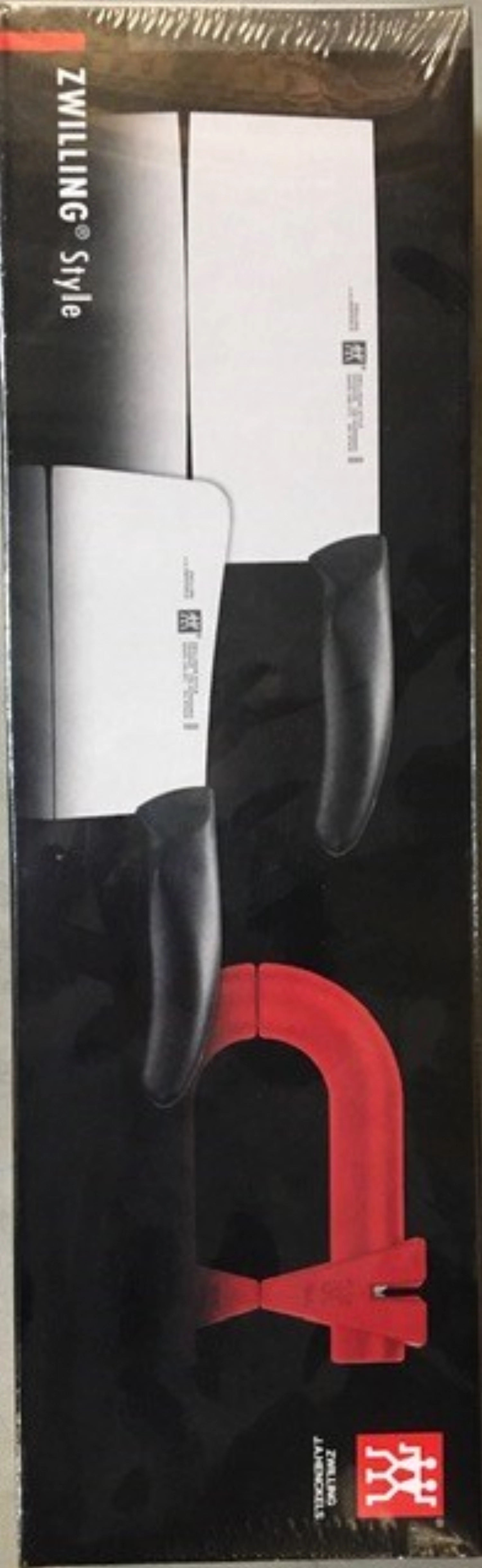 3pcs asia set style avec aiguiseur de couteaux rouge