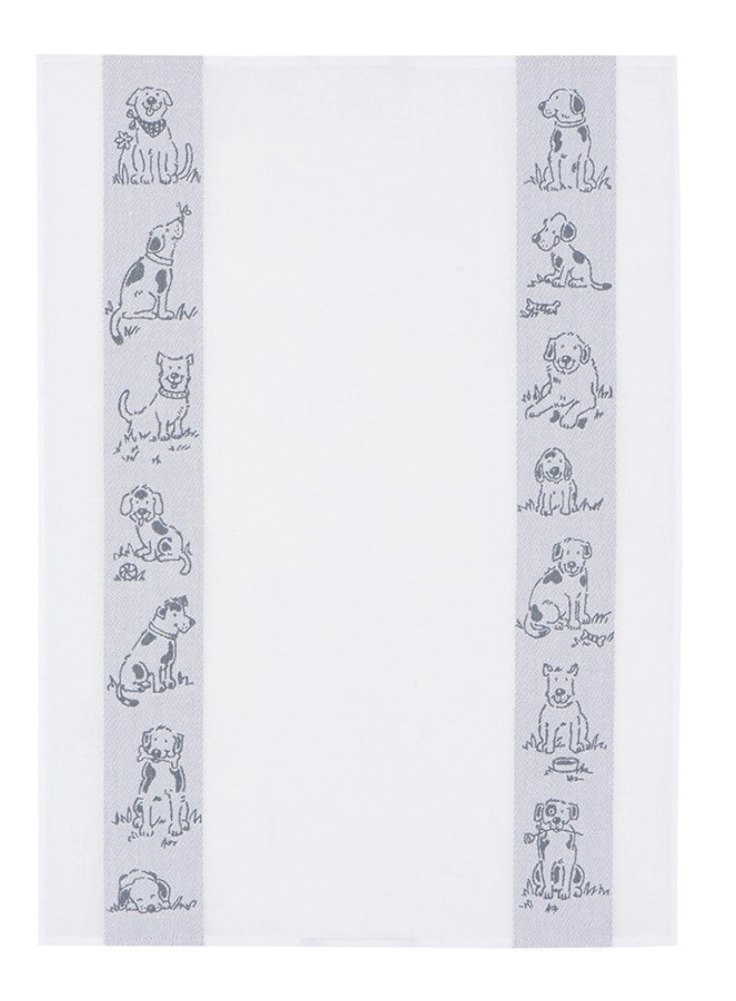 Hunde Küchentuch 50x70cm Halbleinen grau