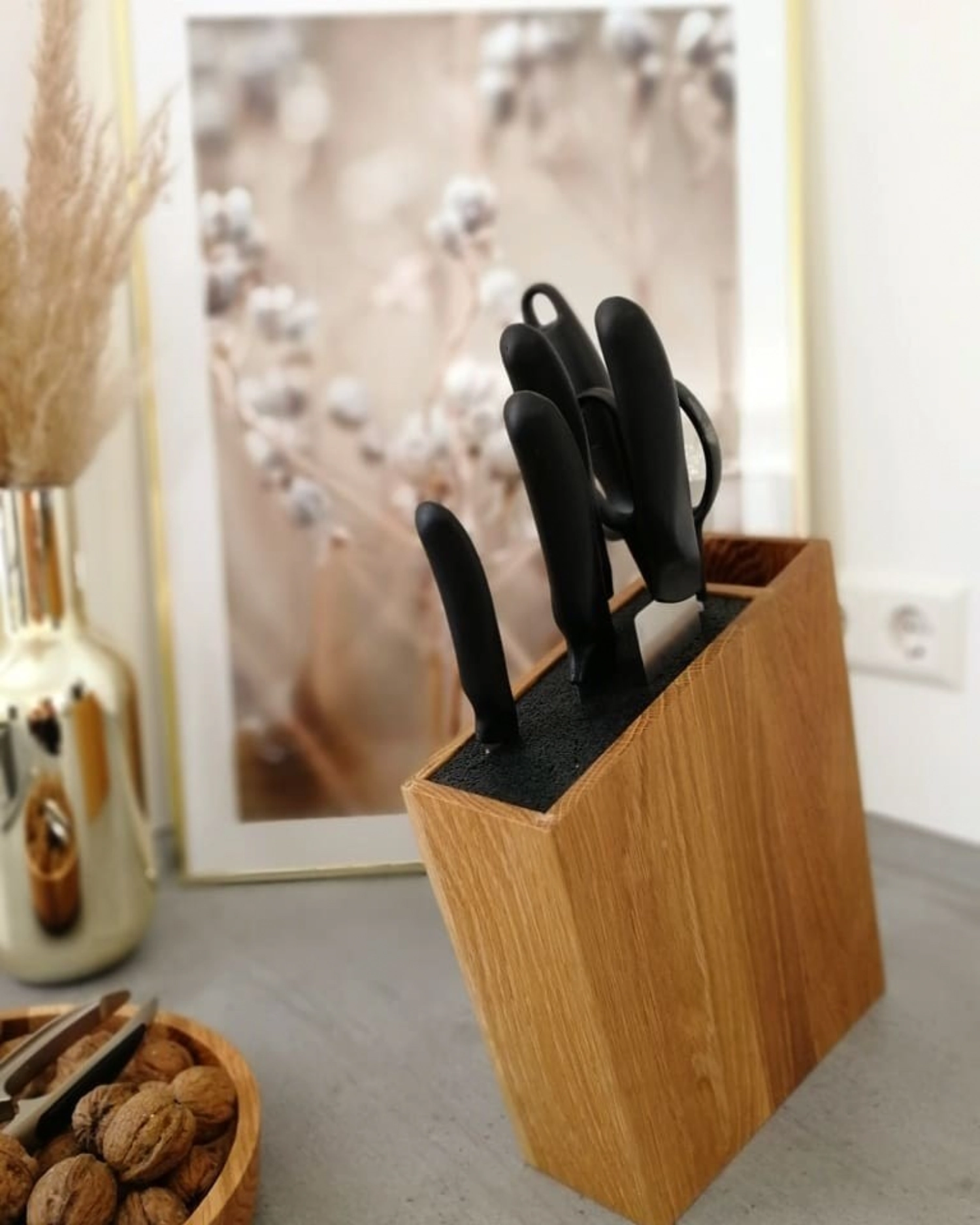 Hévéa, porte-couteau avec flex. Insert, 27x22x8,5cm