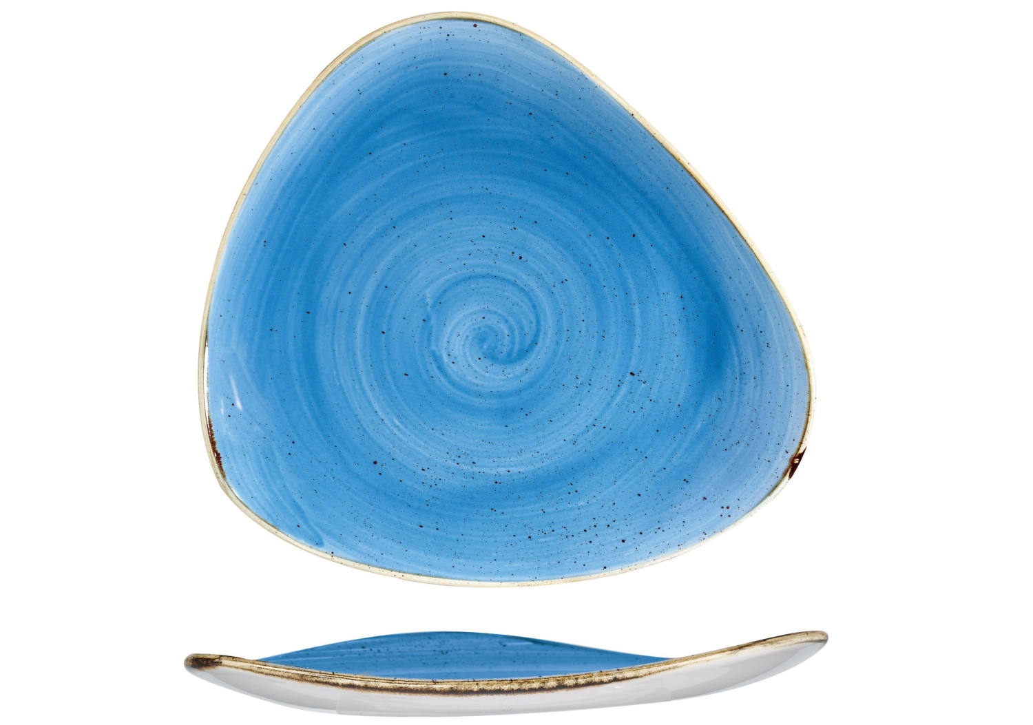 Assiette triangle plate cornflower blue 19.2cm