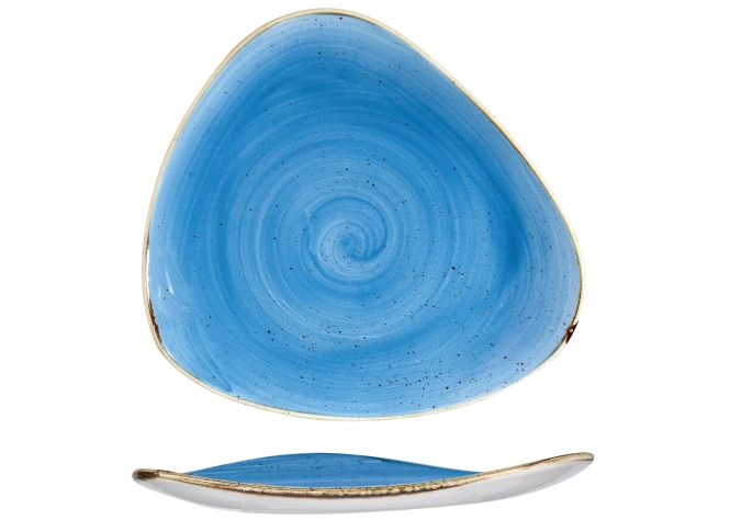 Assiette triangle plate cornflower blue 19.2cm