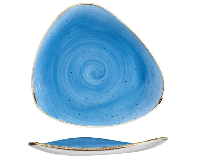 Assiette triangle plate cornflower blue 31.1cm
