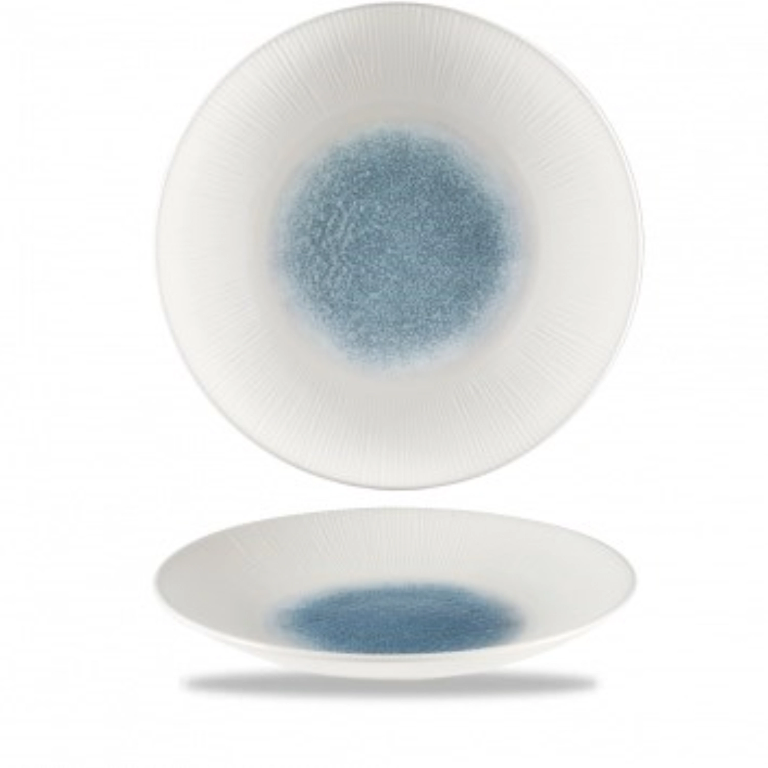 Bamboo Raku Topaz Blue Coupe Teller tief