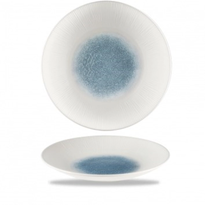 Bamboo Raku Topaz Blue Coupe Teller tief