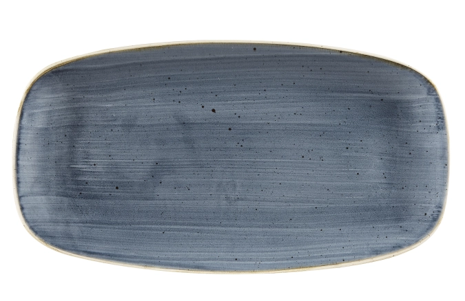 Assiette rectangulaire chefs oblong plate blueberry 29.8x15