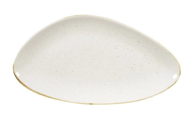 Stonecast barley white assiette triangulaire 35.5x18.8cm