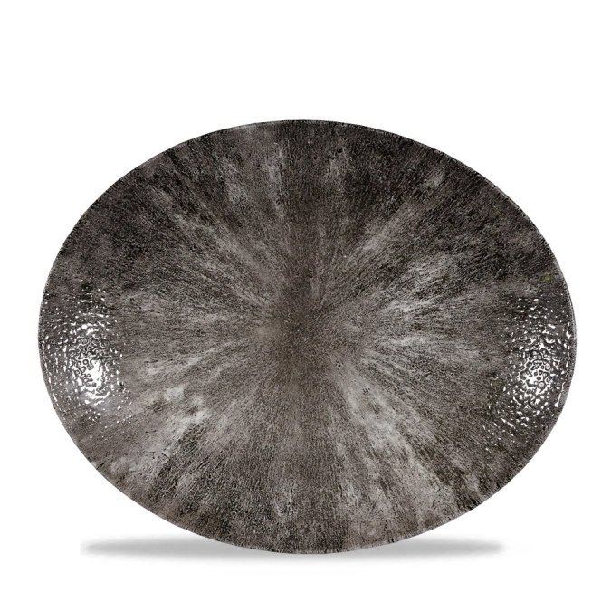 Assiette ovale stone quartz black 31.7x25.5cm
